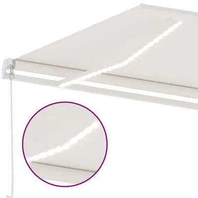VidaXL Luifel Handmatig Uittrekbaar Met LED 300x250 Cm Crèmekleurig - Afbeelding 7