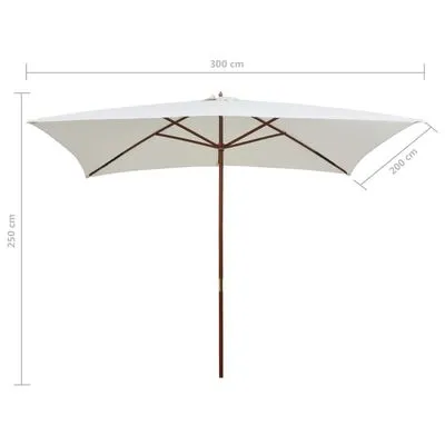 VidaXL Parasol Met Houten Paal 200x300 Cm Crèmewit - Afbeelding 7