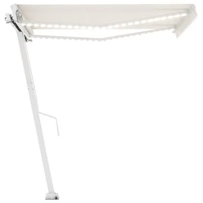 VidaXL Luifel Handmatig Uittrekbaar Met LED 300x250 Cm Crèmekleurig - Afbeelding 8