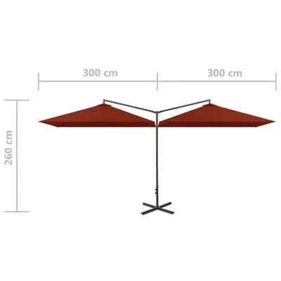 VidaXL Parasol Dubbel Met Stalen Paal 600x300 Cm Terracottakleurig - Afbeelding 8