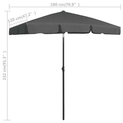 VidaXL Strandparasol 180x120 Cm Antracietkleurig - Afbeelding 8
