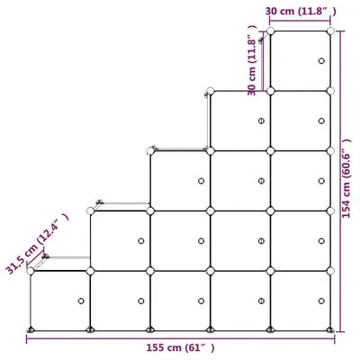 VidaXL Kinderopbergmeubel Met 15 Vakken Polypropeen Wit - Afbeelding 8