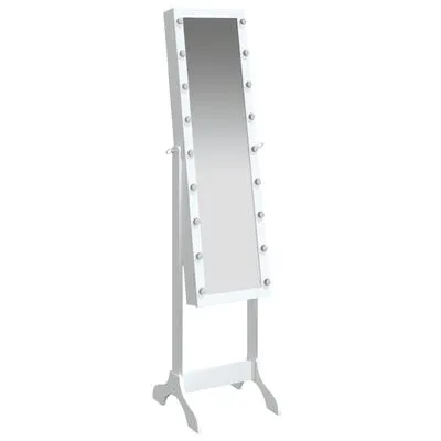VidaXL Spiegel Vrijstaand Met LED's 34x37x146 Cm Wit - Afbeelding 8