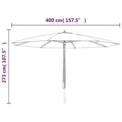 VidaXL Parasol Met Houten Paal 400x273 Cm Taupe - Afbeelding 8