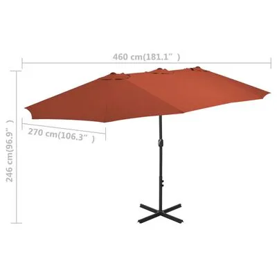VidaXL Parasol Met Aluminium Paal 460x270 Cm Terracotta - Afbeelding 8