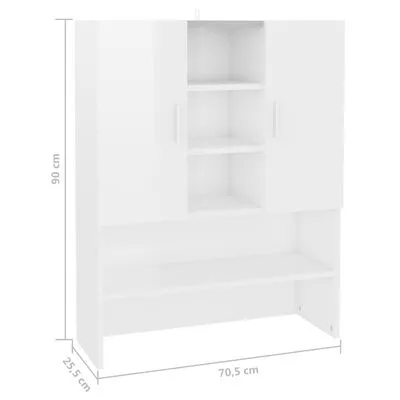 VidaXL Wasmachinekast 70,5x25,5x90 Cm Hoogglans Wit - Afbeelding 8