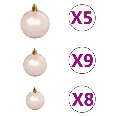 VidaXL Kunstkerstboom Met LED's, Kerstballen En Dennenappels 150 Cm - Afbeelding 9