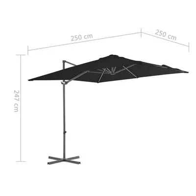 VidaXL Zweefparasol Met Stalen Paal 250x250 Cm Zwart - Afbeelding 9