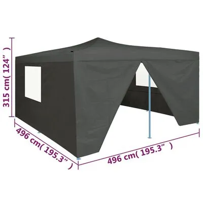 VidaXL Prieel Inklapbaar Met 4 Zijwanden 5x5 M Antraciet - Afbeelding 9
