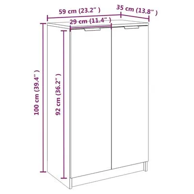 VidaXL Schoenenkast 59x35x100 Cm Bewerkt Hout Wit - Afbeelding 9