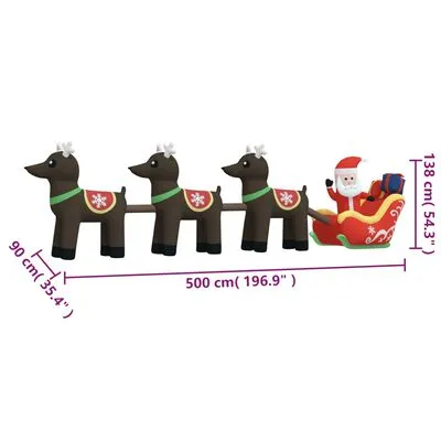 VidaXL Kerstdecoratie Kerstman En Rendieren Opblaasbaar LED 138 Cm - Afbeelding 10