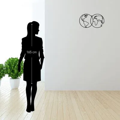 Homemania Wanddecoratie World Map 9 60x34 Cm Metaal Zwart - Afbeelding 10