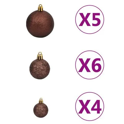 VidaXL Kerstboom Met LED's En Kerstballen Smal 120 Cm Zwart - Afbeelding 11