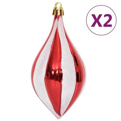 VidaXL 64-delige Kerstballenset Rood En Wit - Afbeelding 12