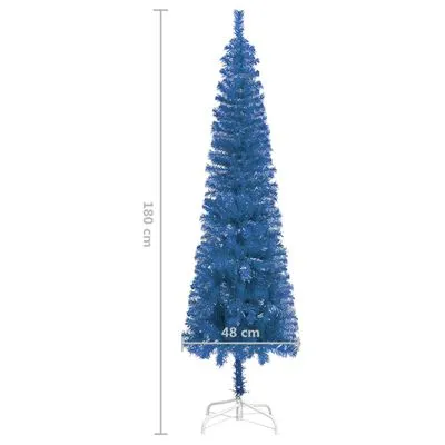VidaXL Kerstboom Met LED's En Kerstballen Smal 180 Cm Blauw - Afbeelding 14