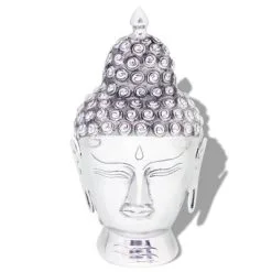 VidaXL Boeddhahoofd Ornament Aluminium Zilver