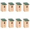 VidaXL Vogelhuisjes 8 St 12x12x22 Cm Hout