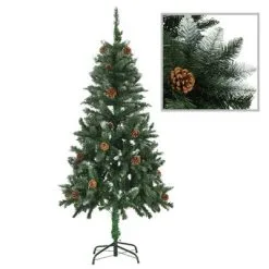 VidaXL Kunstkerstboom Met Dennenappels En Wit Glitter 150 Cm