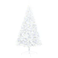VidaXL Kunstkerstboom Met LED's En Standaard Half 120 Cm PVC Wit