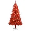 VidaXL Kunstkerstboom Met LED's En Standaard 120 Cm PVC Rood