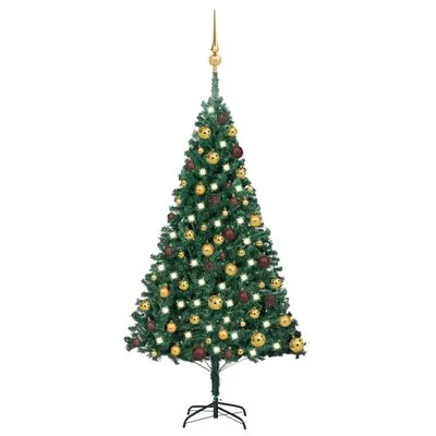 VidaXL Kunstkerstboom Met LED's En Kerstballen 120 Cm PVC Groen