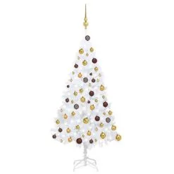 VidaXL Kunstkerstboom Met LED's En Kerstballen 120 Cm PVC Wit