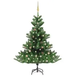 VidaXL Kunstkerstboom Nordmann Met LED's En Kerstballen 120 Cm Groen