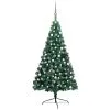 VidaXL Kunstkerstboom Met LED's En Kerstballen Half 120 Cm Groen