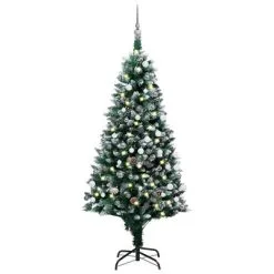 VidaXL Kunstkerstboom Met LED's, Kerstballen En Dennenappels 150 Cm