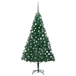 VidaXL Kunstkerstboom Met LED's En Kerstballen 120 Cm PVC Groen
