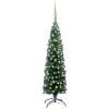 VidaXL Kunstkerstboom Met LED's En Kerstballen Smal 120 Cm Groen
