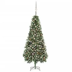 VidaXL Kunstkerstboom Met LED's, Kerstballen En Dennenappels 210 Cm