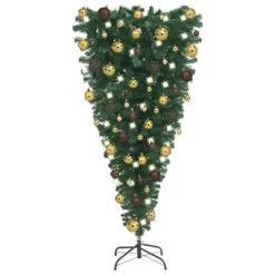 VidaXL Kunstkerstboom Ondersteboven Met LED's En Kerstballen 120 Cm