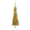 VidaXL Kerstboom Met LED's En Kerstballen Smal 120 Cm Goudkleurig