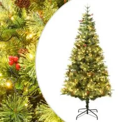 VidaXL Kerstboom Met LED's En Dennenappels 150 Cm PVC En PE Groen