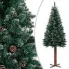 VidaXL Kerstboom Met Echt Hout En Witte Sneeuw Smal 150 Cm Groen
