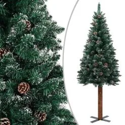 VidaXL Kerstboom Met Echt Hout En Witte Sneeuw Smal 150 Cm Groen