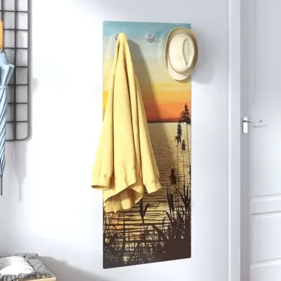 VidaXL Wandkapstok Zonsondergang Meer 125x50 Cm Gehard Glas - Afbeelding 2