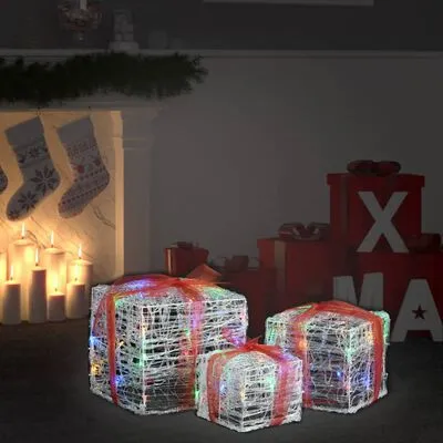 VidaXL Kerstverlichting Geschenkdozen 3 St Decoratief Acryl Kleurrijk - Afbeelding 2