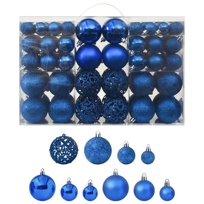 VidaXL 100-delige Kerstballenset Blauw