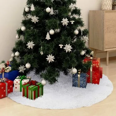 VidaXL Kerstboomrok 90 Cm Kunstbont Wit - Afbeelding 2