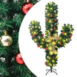 VidaXL Kerstcactus Met Standaard En LED's 150 Cm PVC Groen