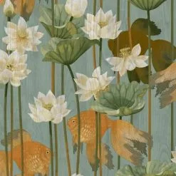 DUTCH WALLCOVERINGS Behang Fish/Flower Groen