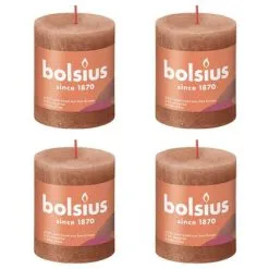 Bolsius Stompkaarsen Shine 4 St Rustiek 80x68 Mm Rustiek Roze