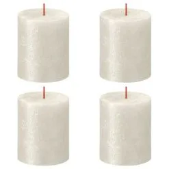 Bolsius Stompkaarsen Shimmer 4 St Rustiek 80x68 Mm Ivoorkleurig
