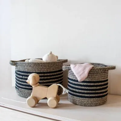 KidsDepot 2-delige Mandenset Eran Katoentouw Zwart - Afbeelding 2