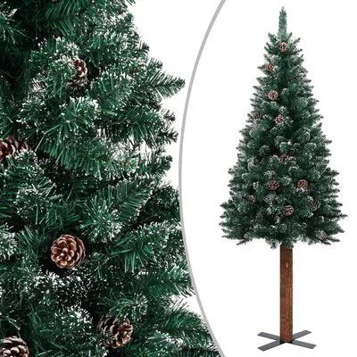 VidaXL Kerstboom Met LED's En Kerstballen Smal 150 Cm Groen - Afbeelding 2