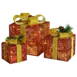 VidaXL Kerstdecoratie Geschenkdozen 3 St Binnen/buiten Rood