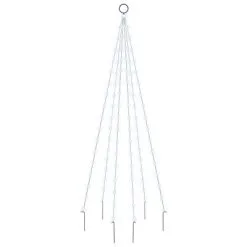 VidaXL Vlaggenmast Kerstboom 108 LED's Koudwit 180 Cm