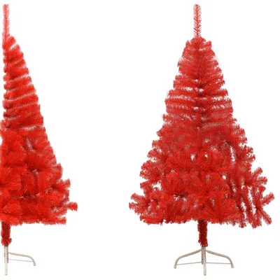 VidaXL Kunstkerstboom Met Standaard Half 120 Cm PVC Rood